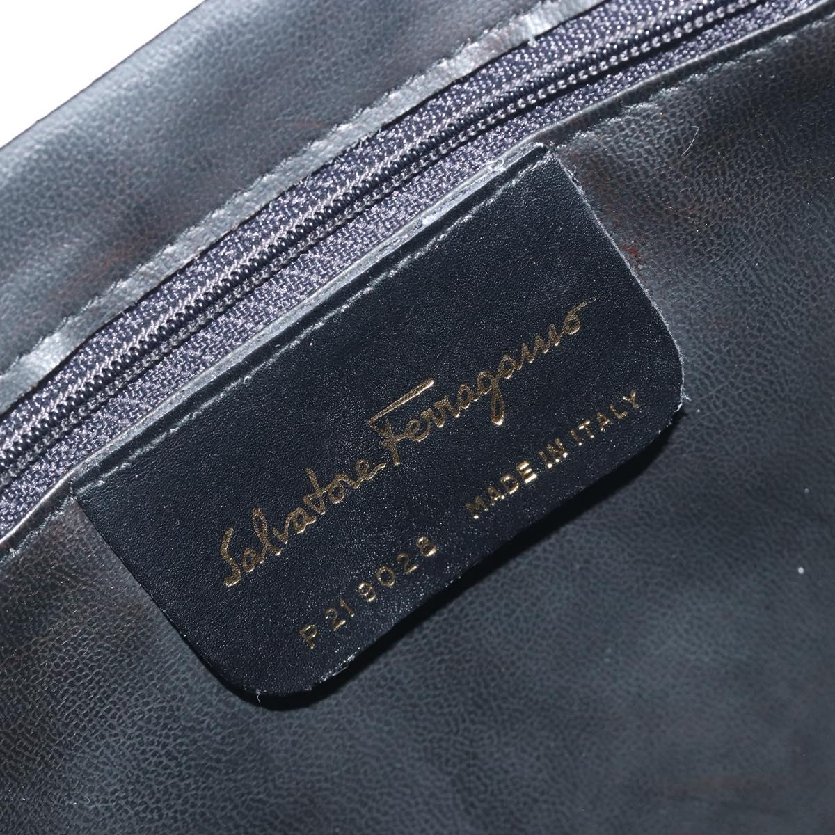Salvatore Ferragamo Backpack Leather White Gold Auth 197455