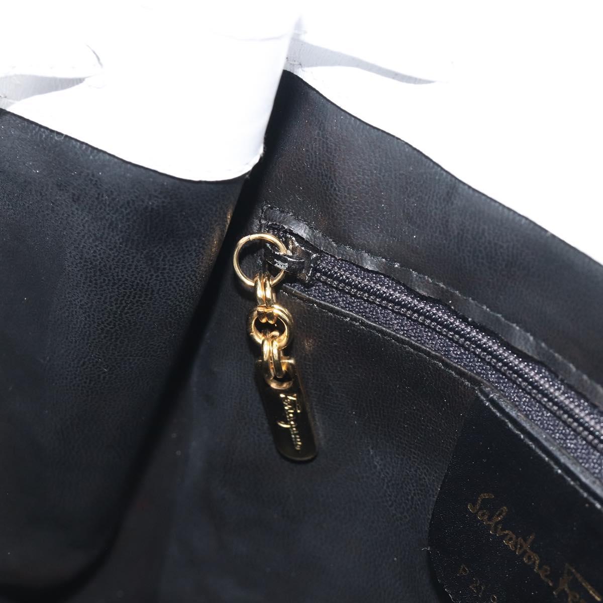 Salvatore Ferragamo Backpack Leather White Gold Auth 197455