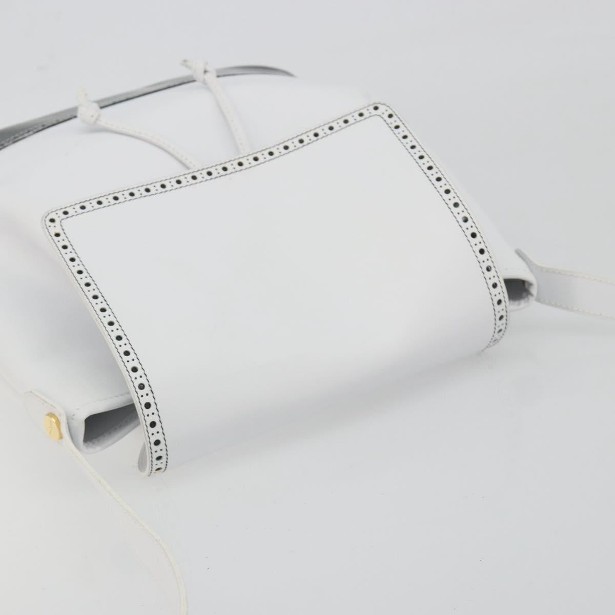 Salvatore Ferragamo Backpack Leather White Gold Auth 197455