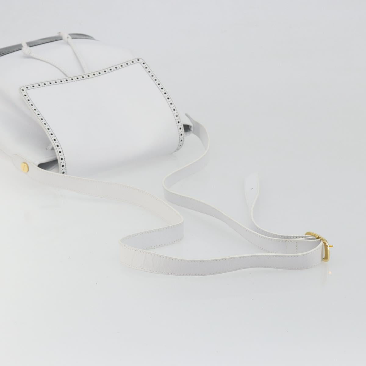 Salvatore Ferragamo Backpack Leather White Gold Auth 197455