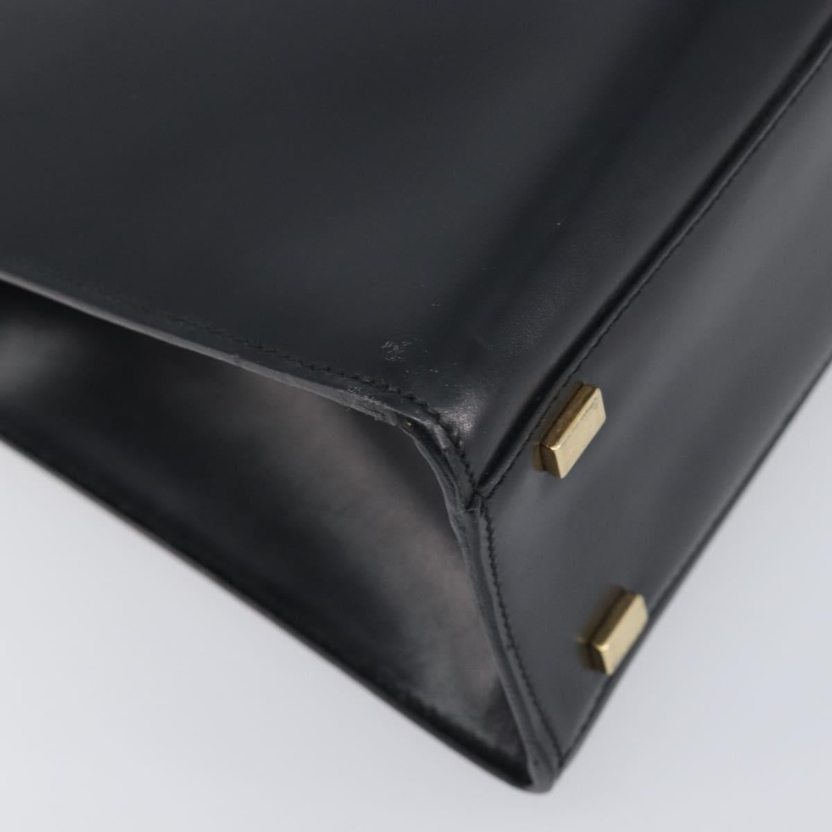 CELINE Hand Bag Leather 2way Black Gold Auth 197456A