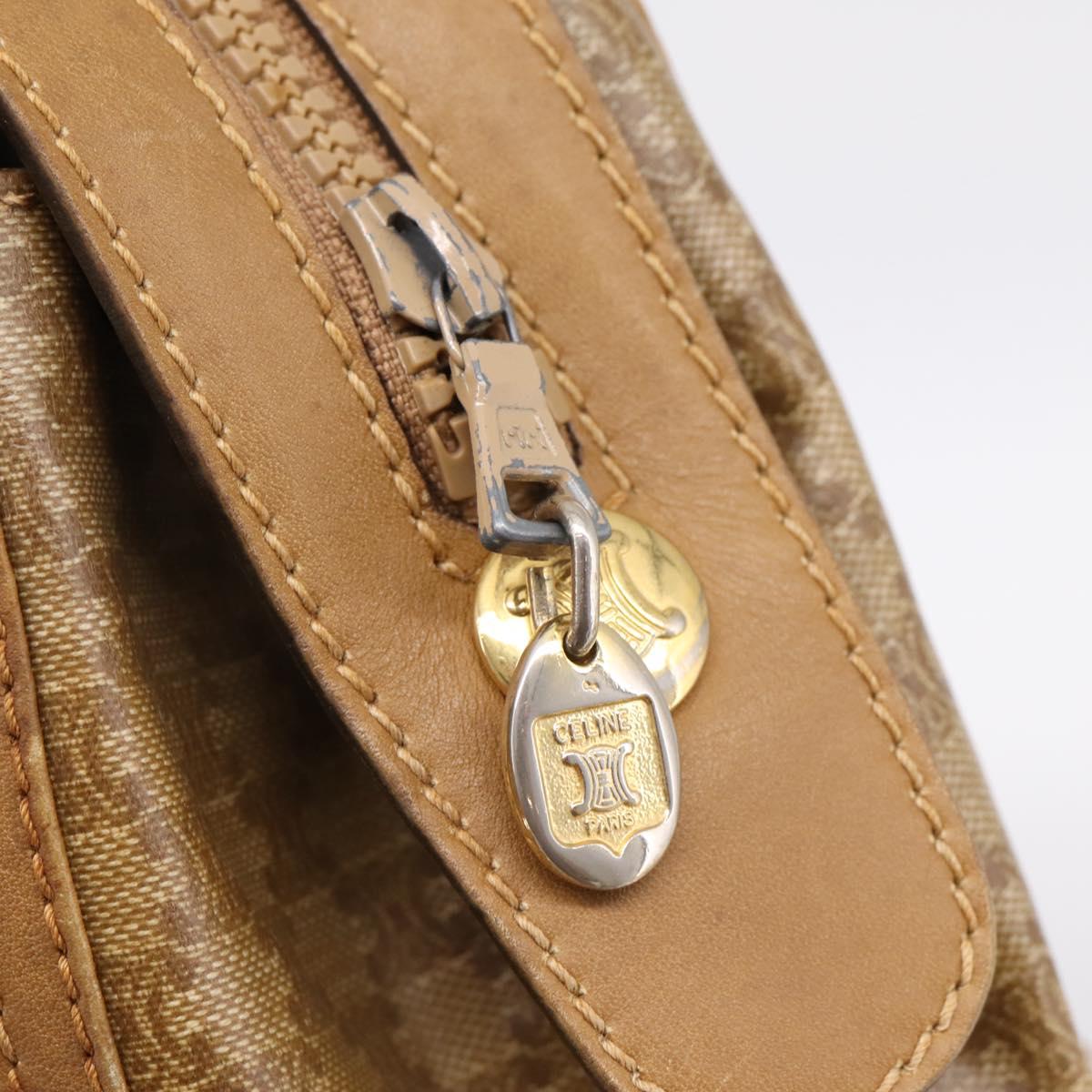 CELINE Macadam Canvas Hand Bag PVC Beige Gold Auth 197461