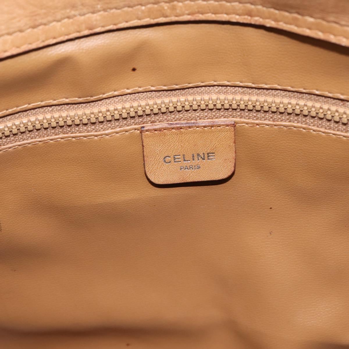 CELINE Macadam Canvas Hand Bag PVC Beige Gold Auth 197461