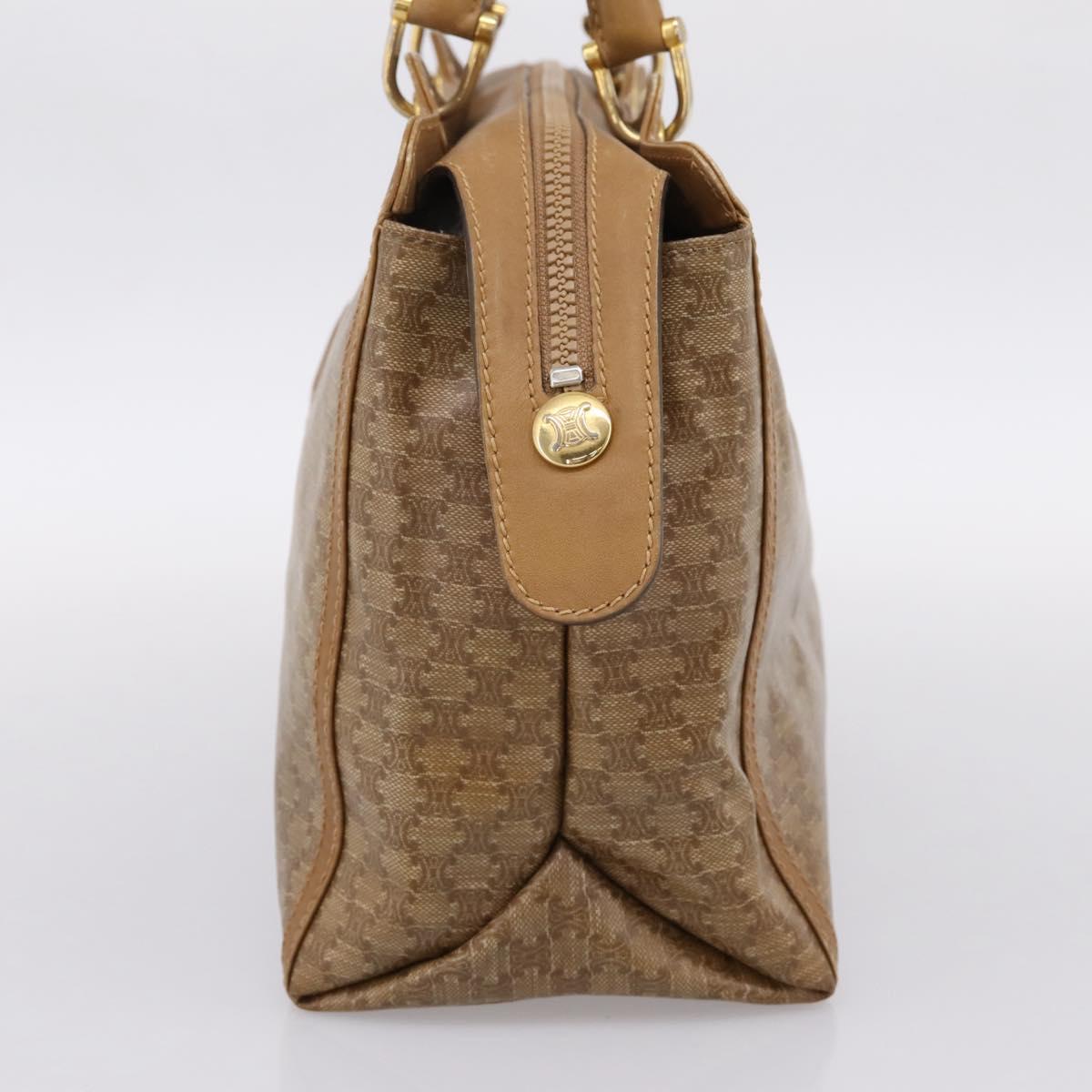 CELINE Macadam Canvas Hand Bag PVC Beige Gold Auth 197461