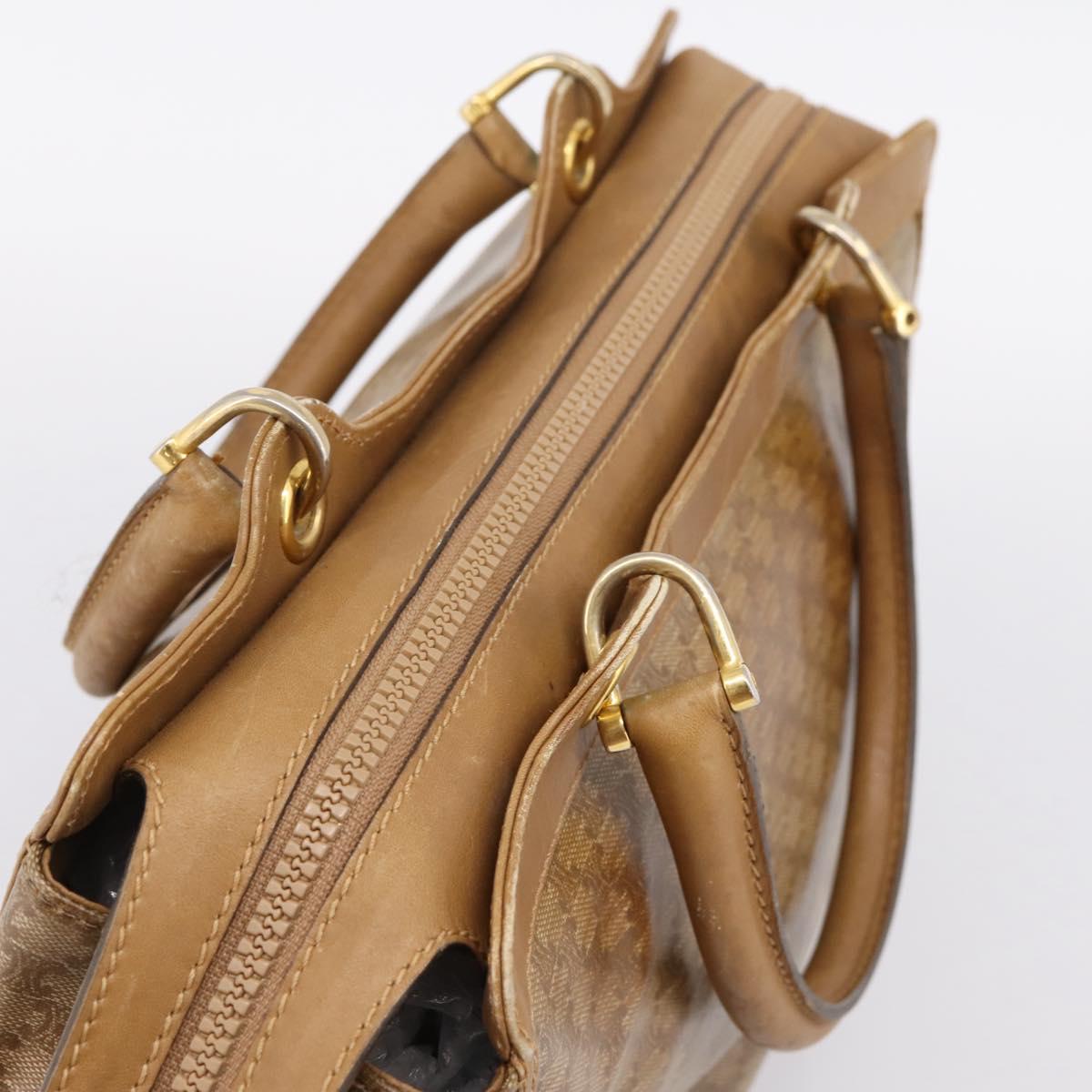 CELINE Macadam Canvas Hand Bag PVC Beige Gold Auth 197461