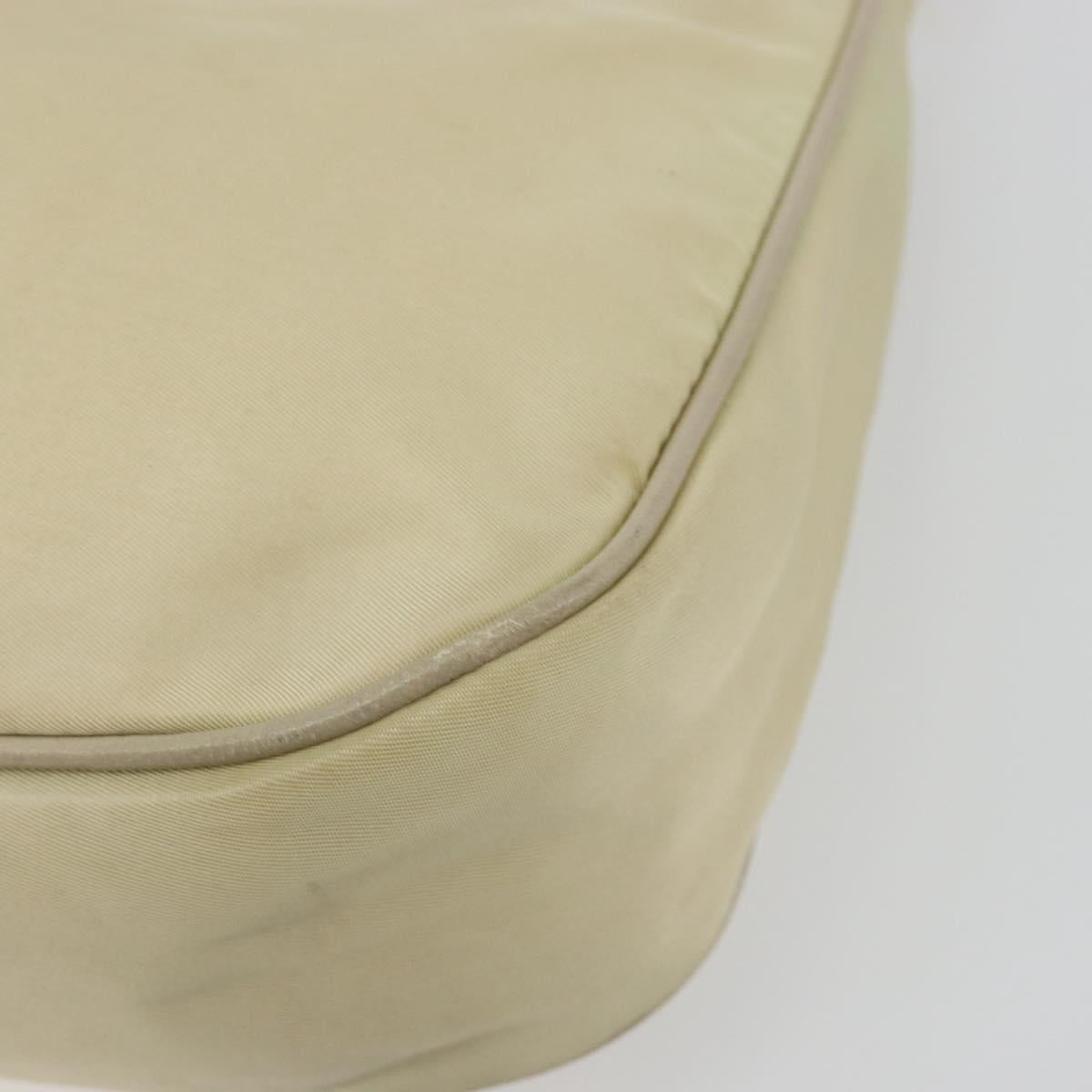 PRADA Shoulder Bag Nylon Ivory Gold Auth 197466A