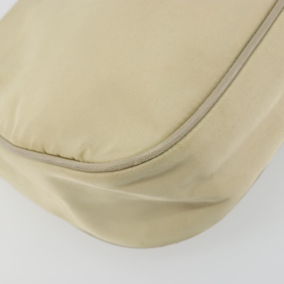 PRADA Shoulder Bag Nylon Ivory Gold Auth 197466A