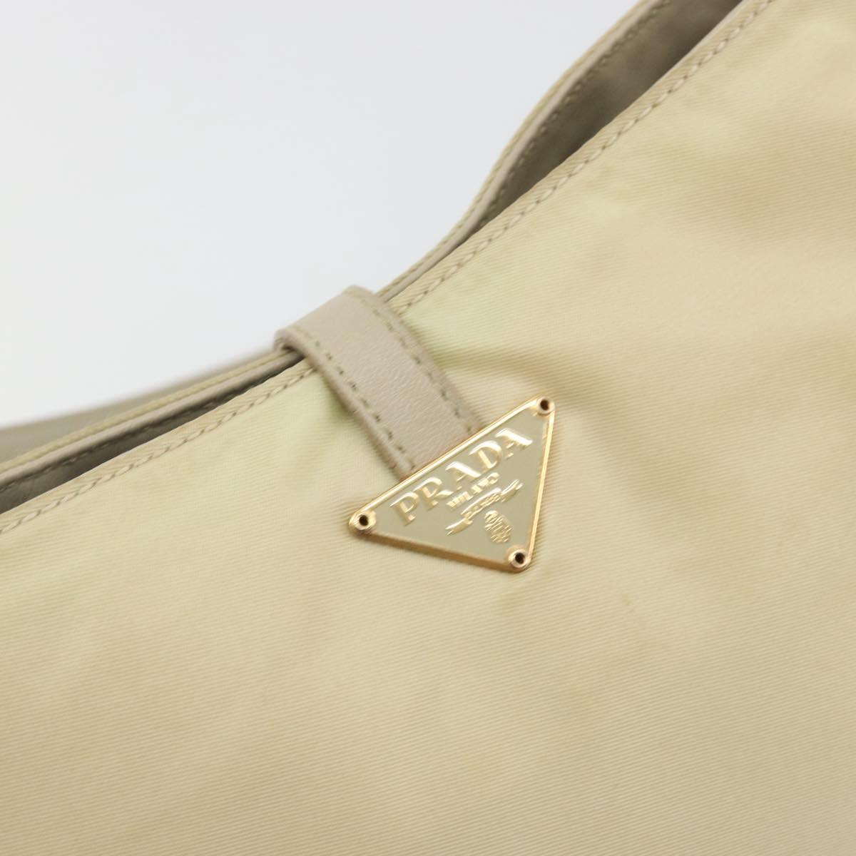 PRADA Shoulder Bag Nylon Ivory Gold Auth 197466A