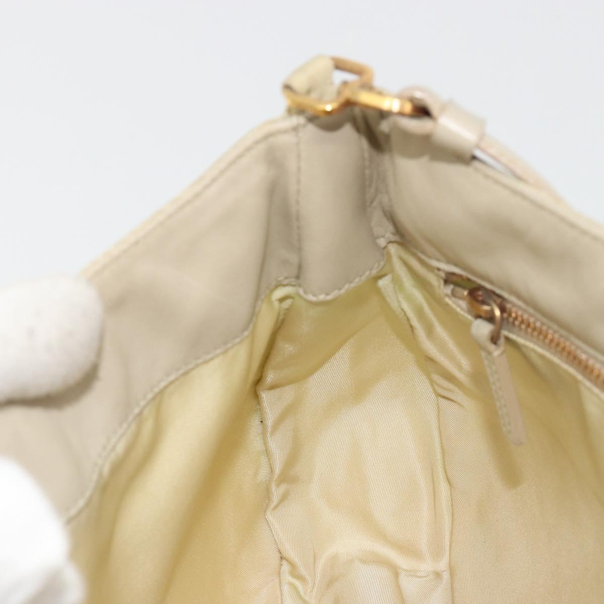 PRADA Shoulder Bag Nylon Ivory Gold Auth 197466A