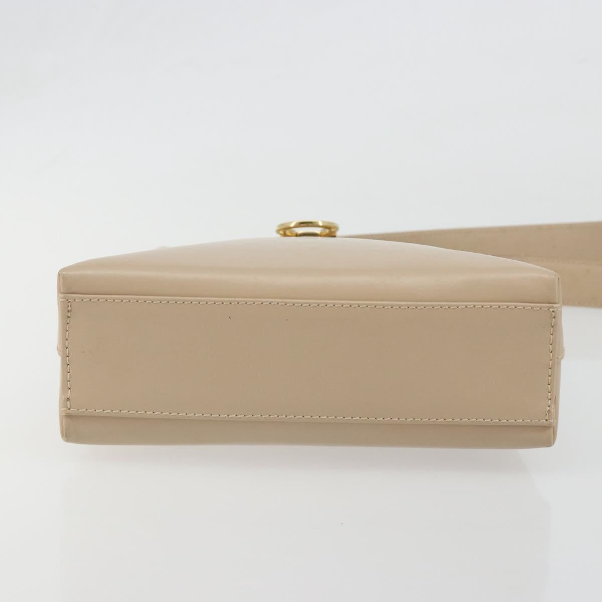 Salvatore Ferragamo Gancini Shoulder Bag Leather Beige Gold Auth 197467