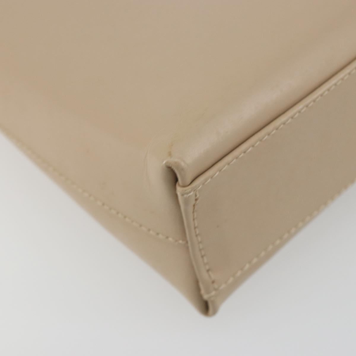 Salvatore Ferragamo Gancini Shoulder Bag Leather Beige Gold Auth 197467