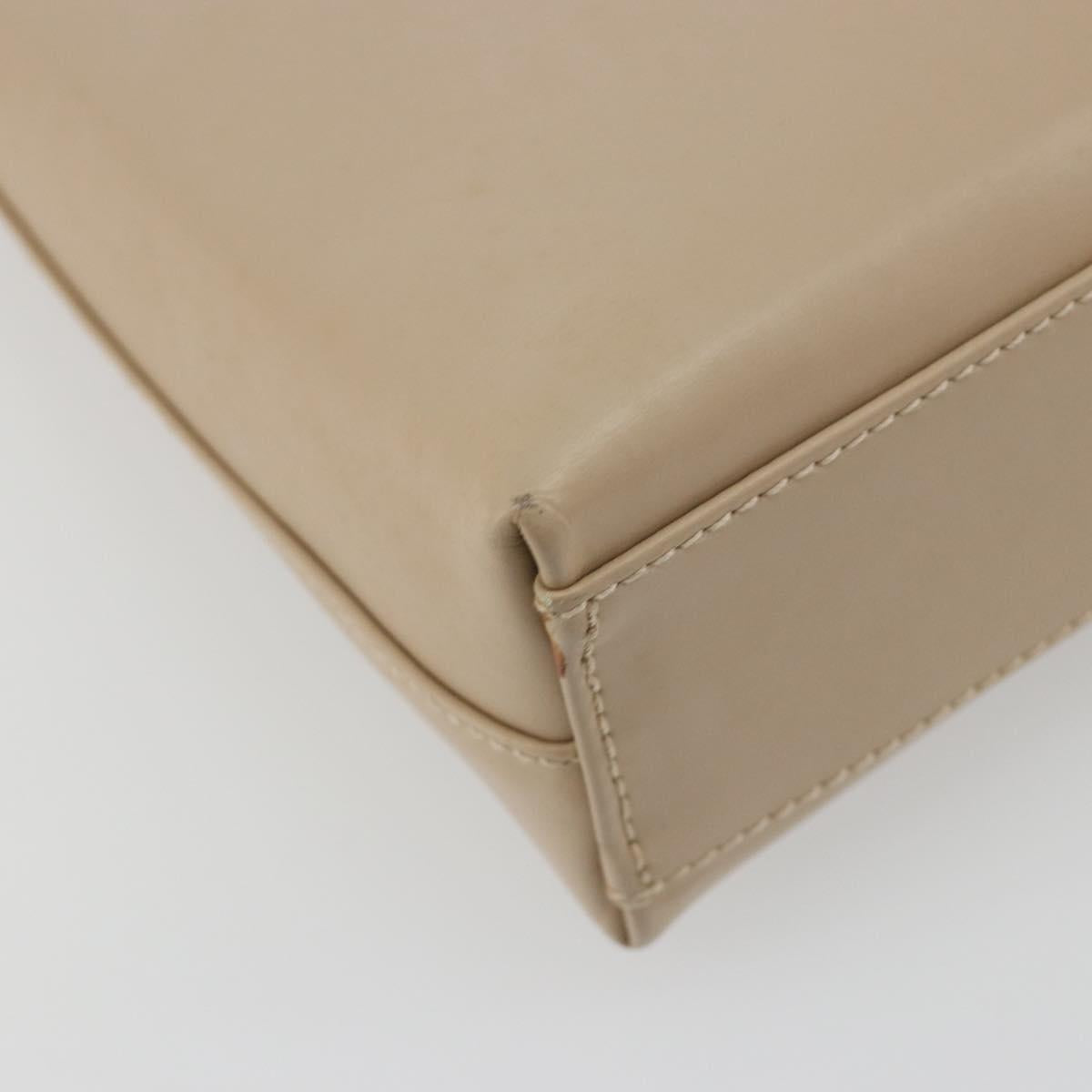 Salvatore Ferragamo Gancini Shoulder Bag Leather Beige Gold Auth 197467