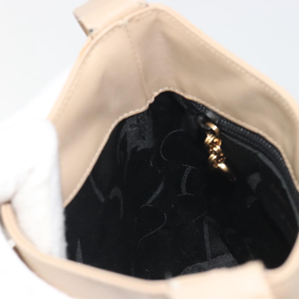 Salvatore Ferragamo Gancini Shoulder Bag Leather Beige Gold Auth 197467