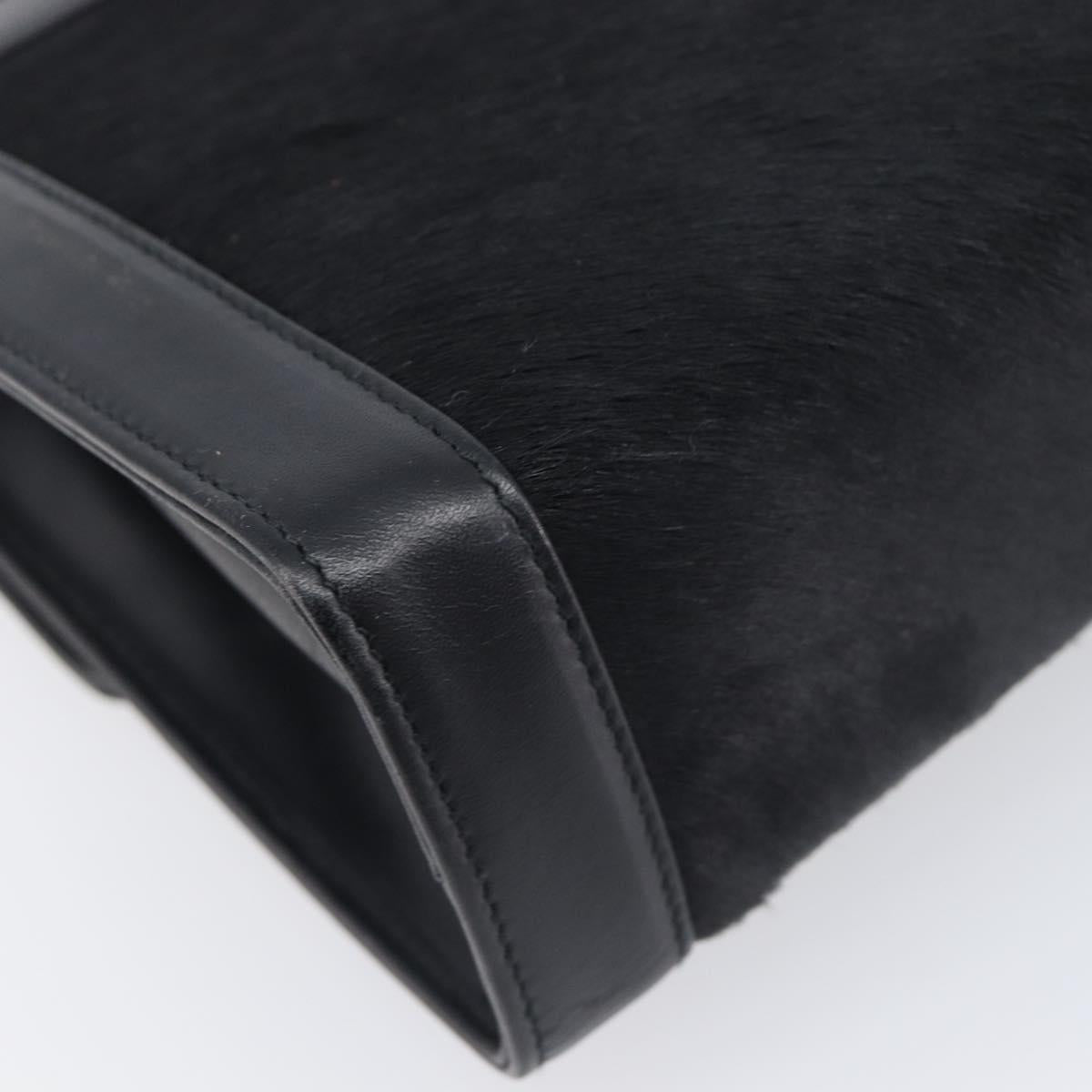 Salvatore Ferragamo Gancini Shoulder Bag Harako leather Black Gold Auth 197468A