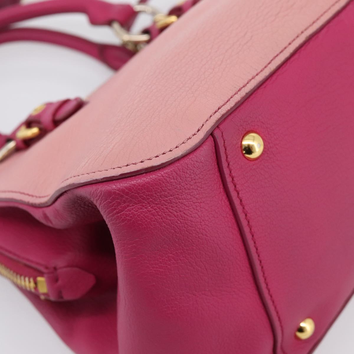 Miu Miu Hand Bag Leather 2way Pink Gold Auth 197469A