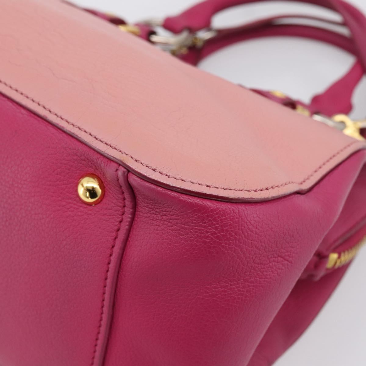 Miu Miu Hand Bag Leather 2way Pink Gold Auth 197469A