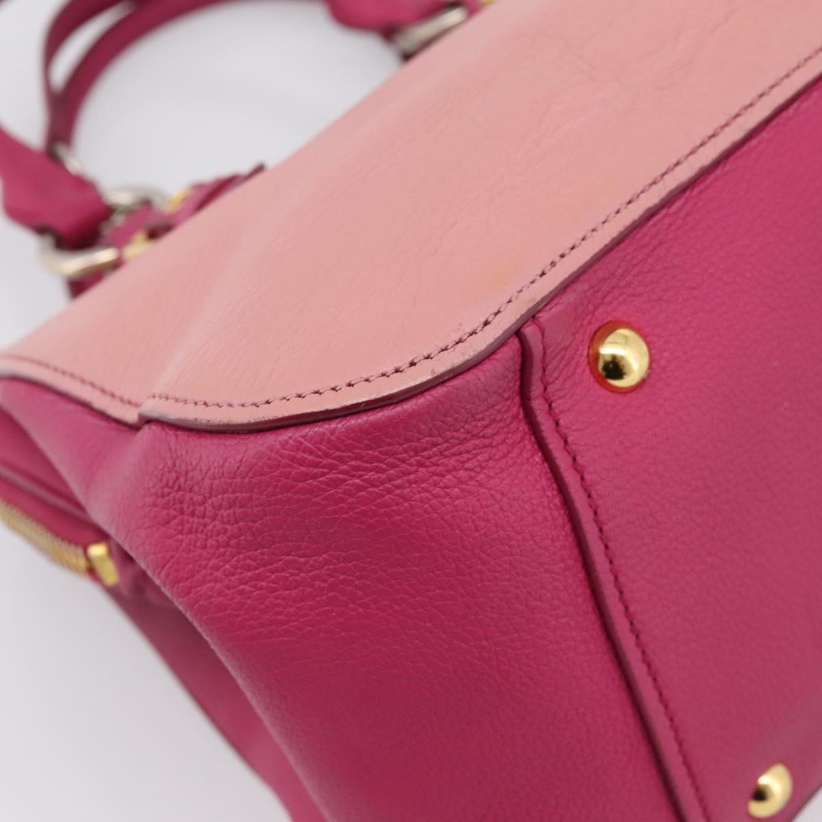 Miu Miu Hand Bag Leather 2way Pink Gold Auth 197469A