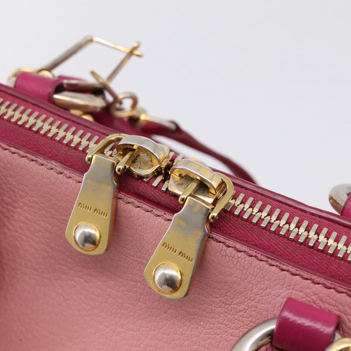 Miu Miu Hand Bag Leather 2way Pink Gold Auth 197469A