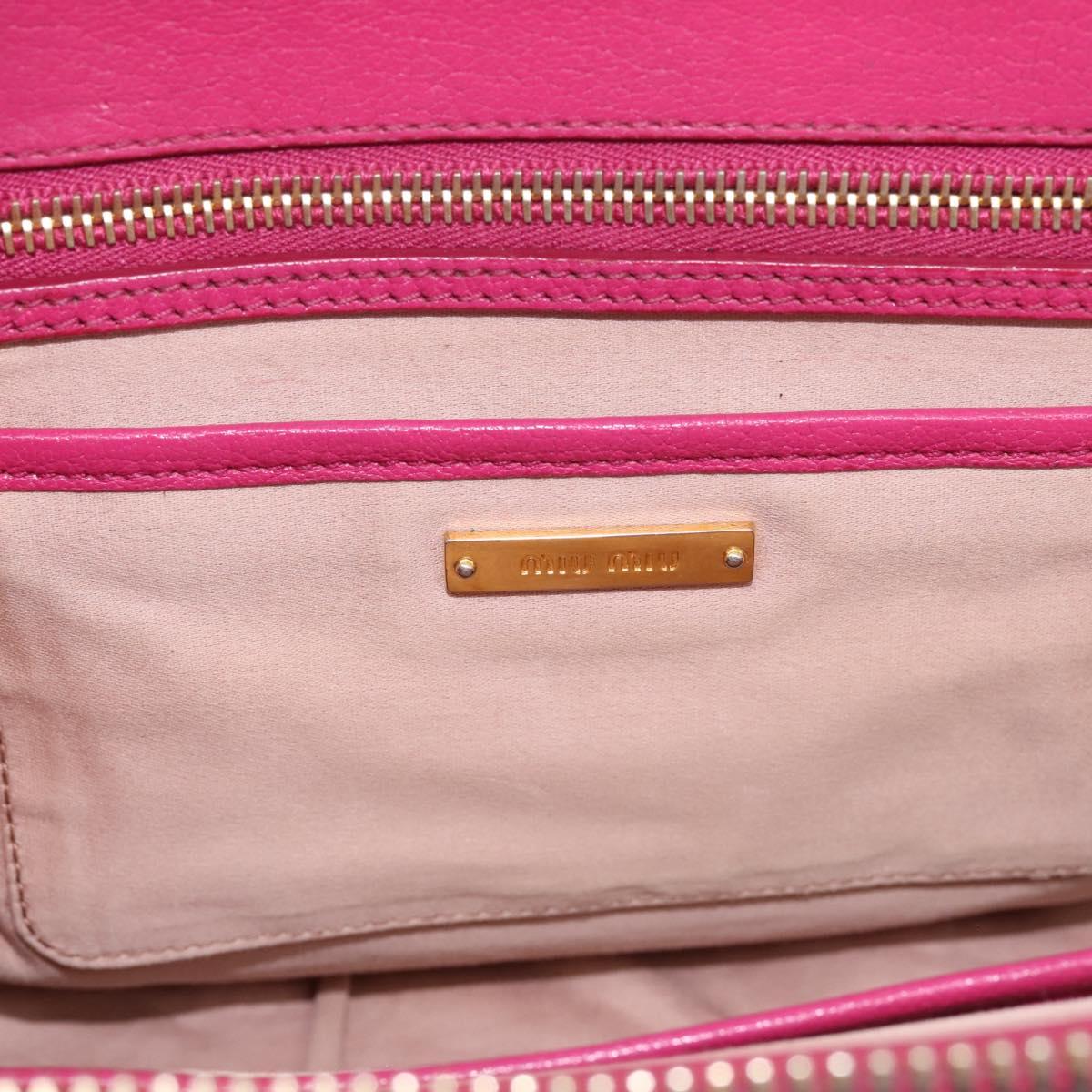 Miu Miu Hand Bag Leather 2way Pink Gold Auth 197469A