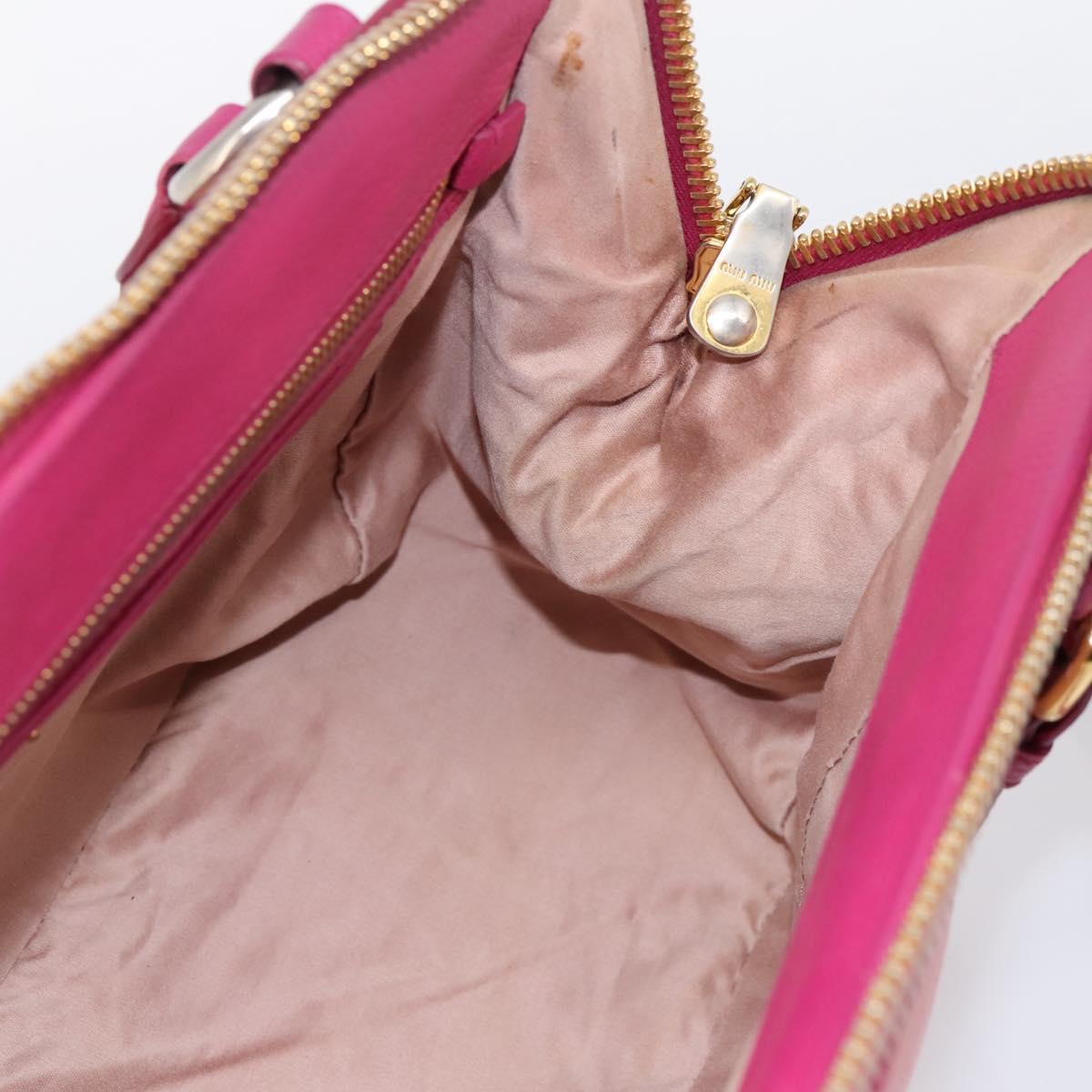 Miu Miu Hand Bag Leather 2way Pink Gold Auth 197469A