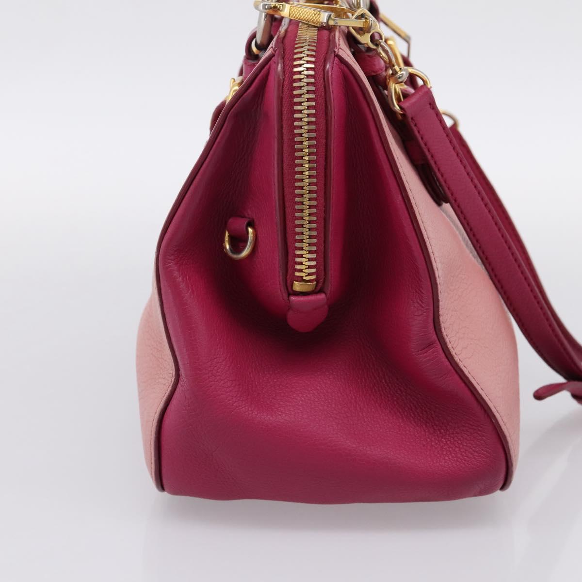 Miu Miu Hand Bag Leather 2way Pink Gold Auth 197469A