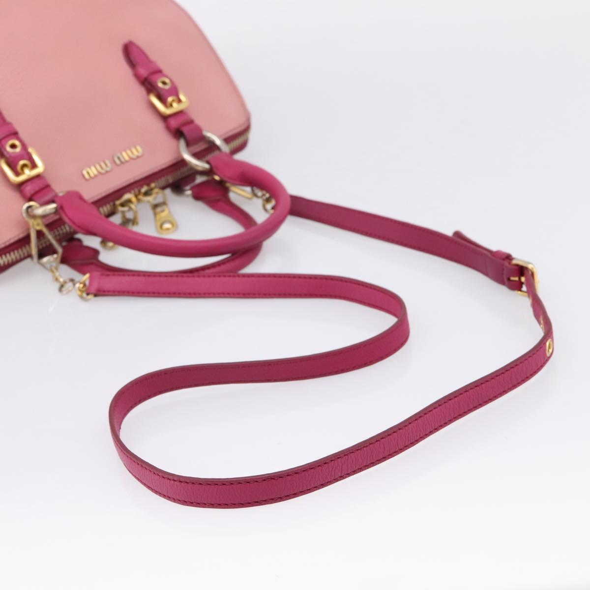 Miu Miu Hand Bag Leather 2way Pink Gold Auth 197469A