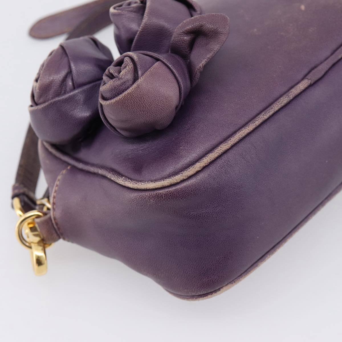 PRADA Shoulder Bag Leather Purple Gold Auth 197470
