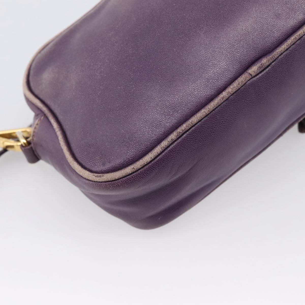 PRADA Shoulder Bag Leather Purple Gold Auth 197470