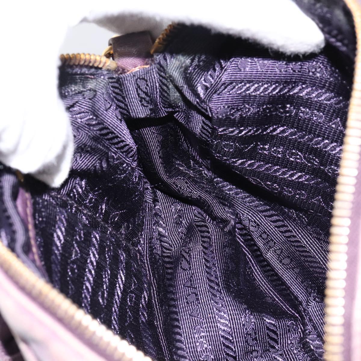 PRADA Shoulder Bag Leather Purple Gold Auth 197470