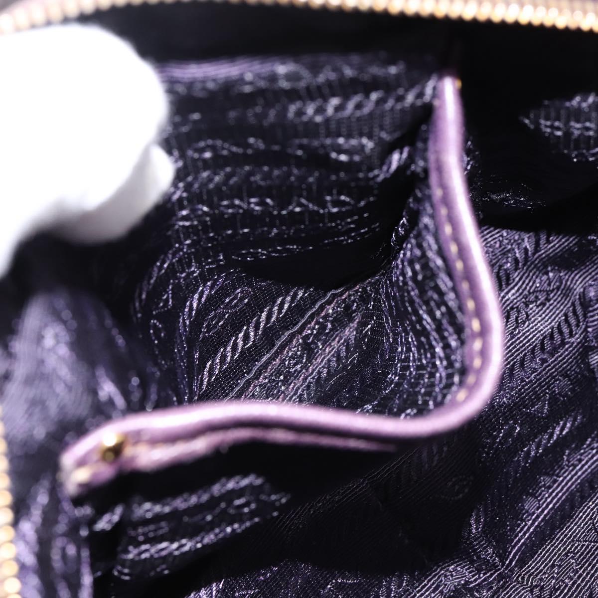 PRADA Shoulder Bag Leather Purple Gold Auth 197470