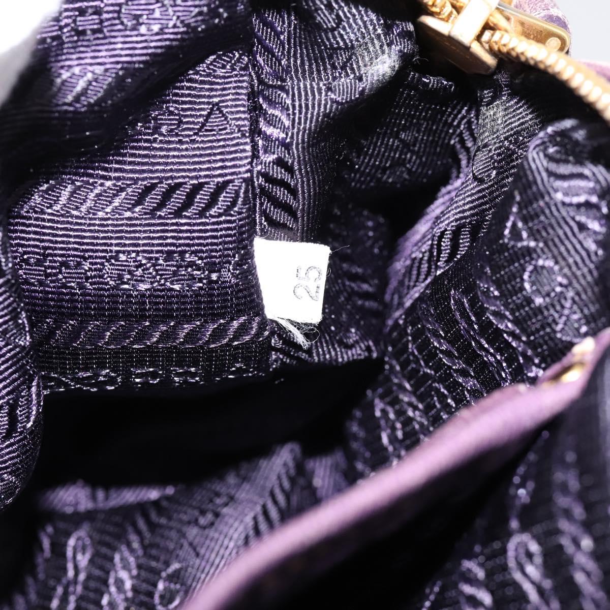 PRADA Shoulder Bag Leather Purple Gold Auth 197470