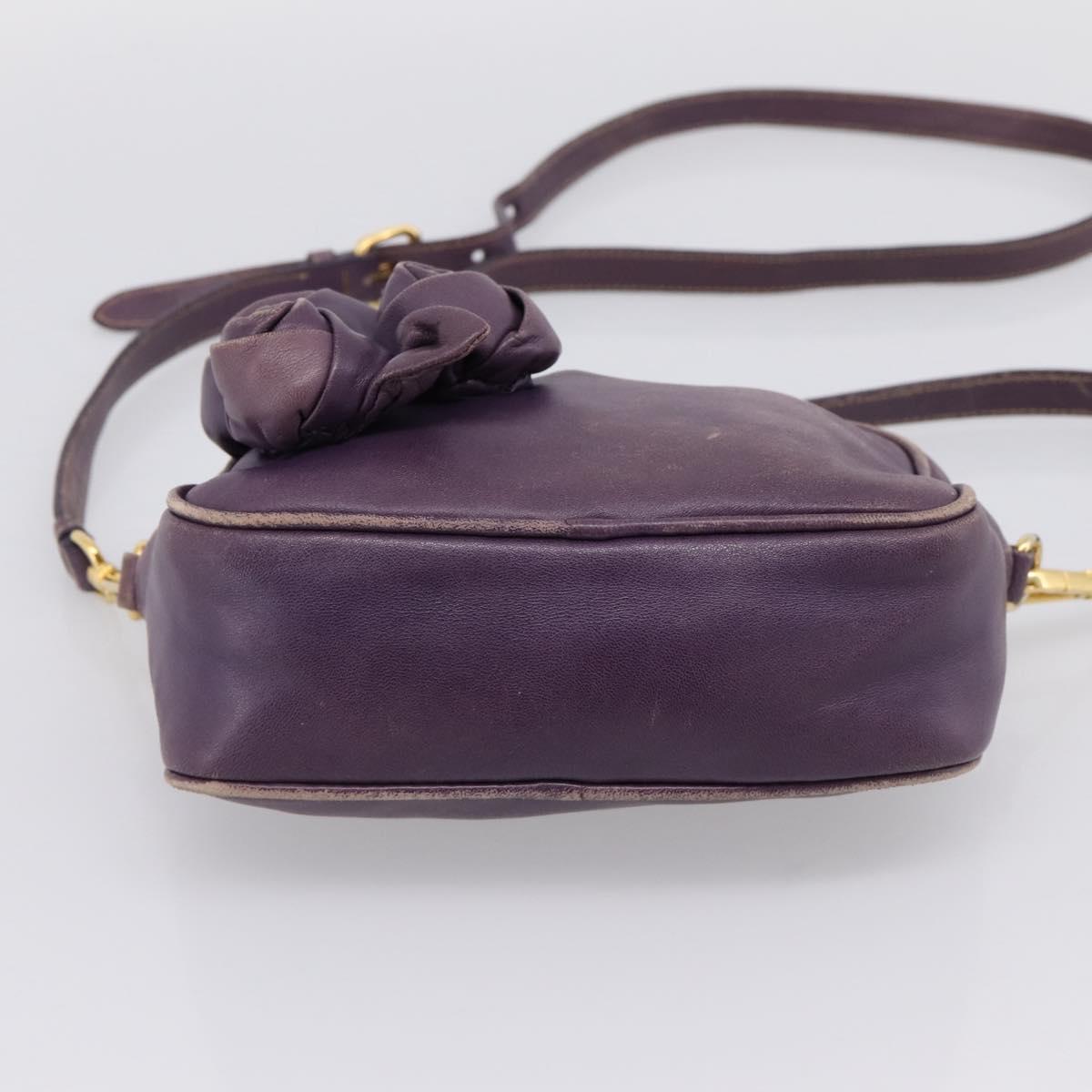 PRADA Shoulder Bag Leather Purple Gold Auth 197470