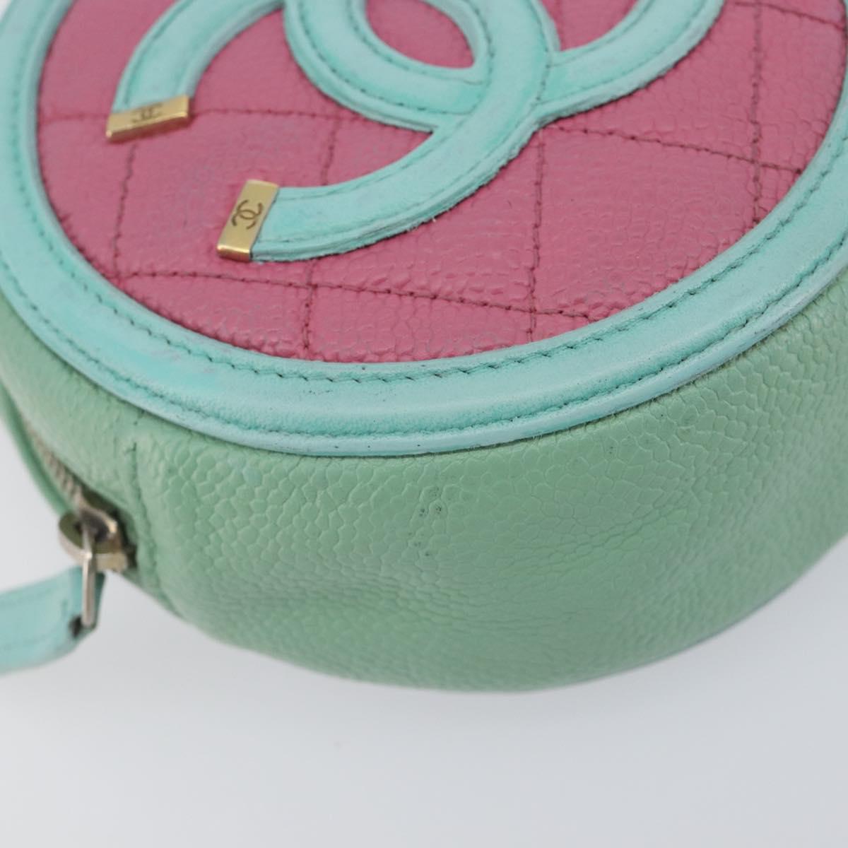 CHANEL Chain CC Filigree Matelasse Bag Caviar Skin Pink Gold CC Auth 197471A