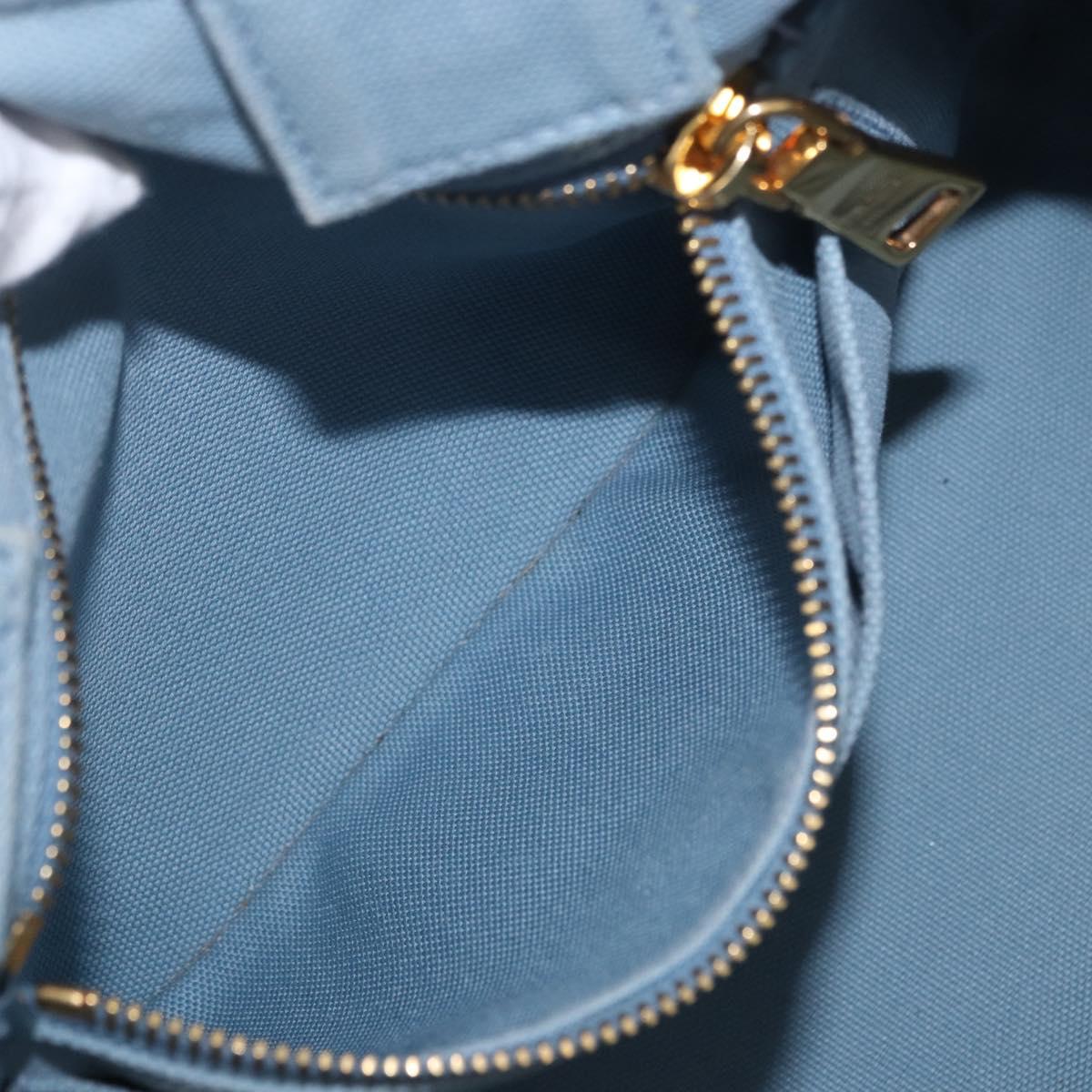 PRADA Hand Bag Straw 2way Light Blue Gold Auth 197472A