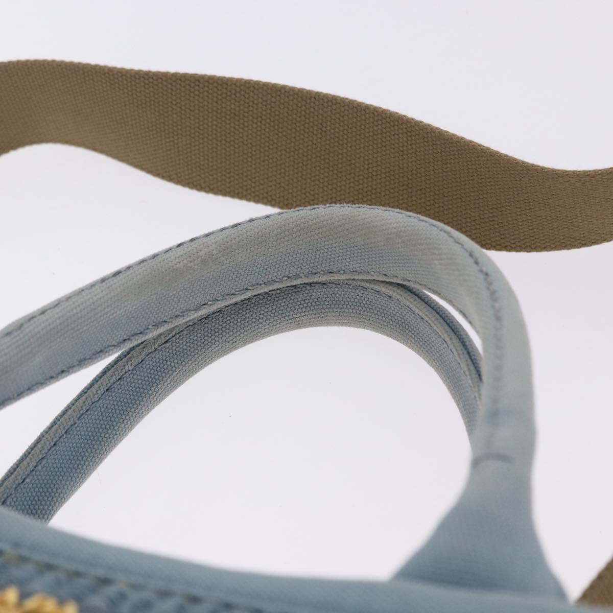 PRADA Hand Bag Straw 2way Light Blue Gold Auth 197472A