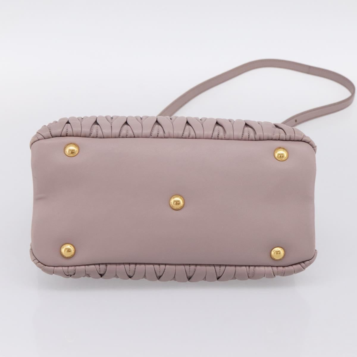 Miu Miu Matelasse Hand Bag Leather 2way Gray Gold Auth 197475A