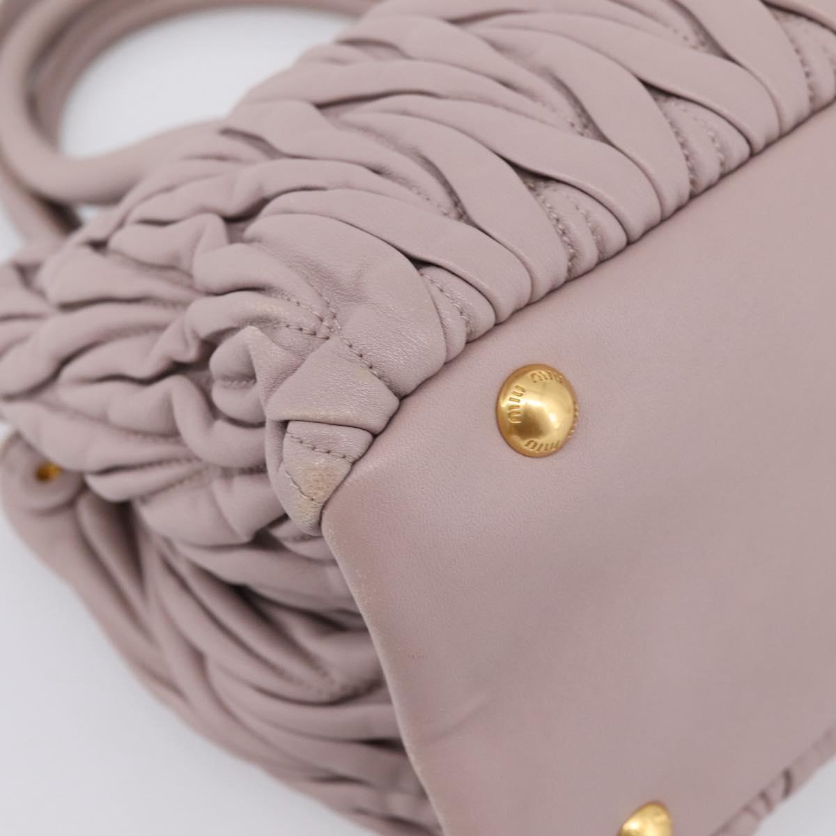 Miu Miu Matelasse Hand Bag Leather 2way Gray Gold Auth 197475A