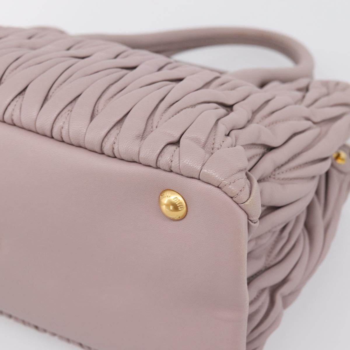 Miu Miu Matelasse Hand Bag Leather 2way Gray Gold Auth 197475A