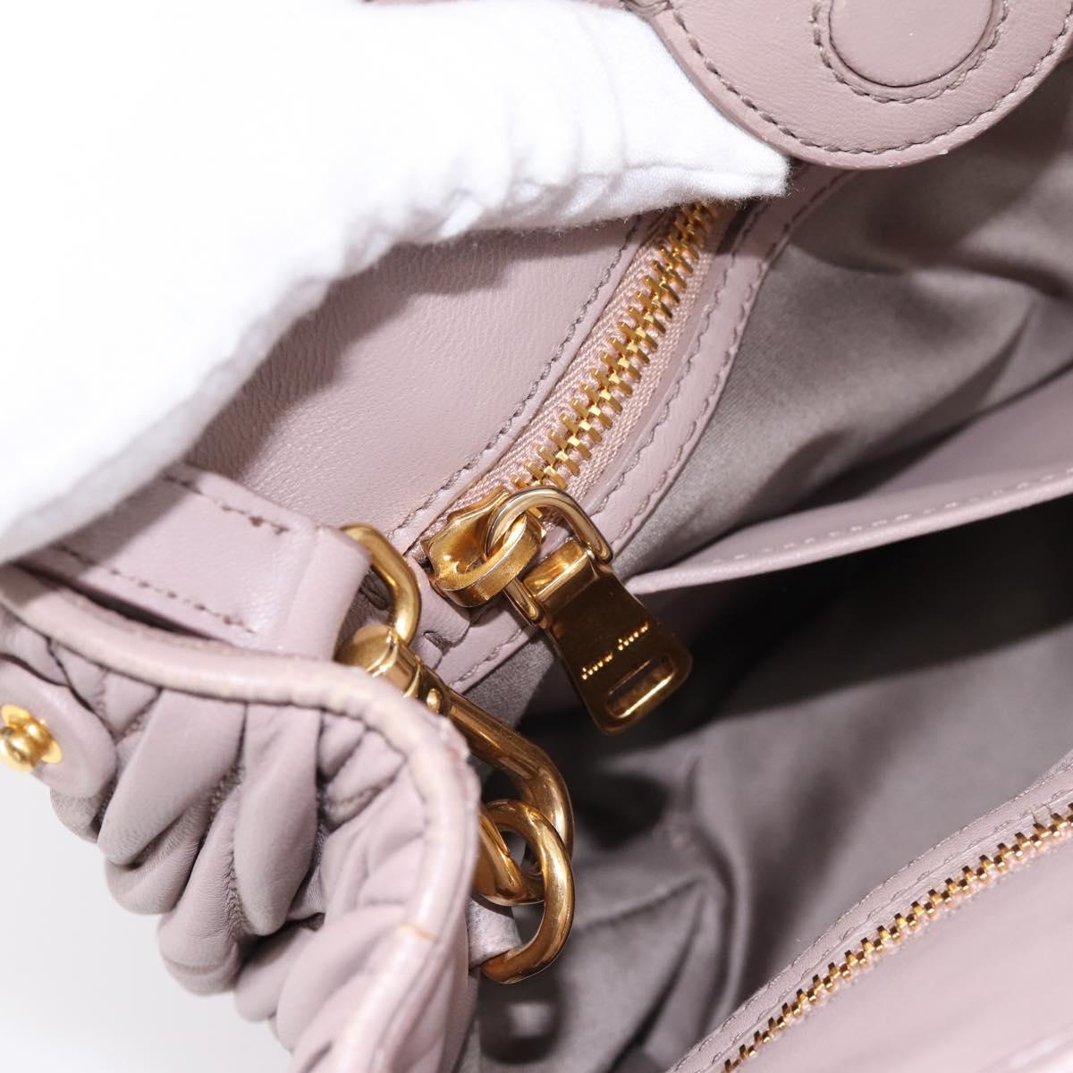 Miu Miu Matelasse Hand Bag Leather 2way Gray Gold Auth 197475A