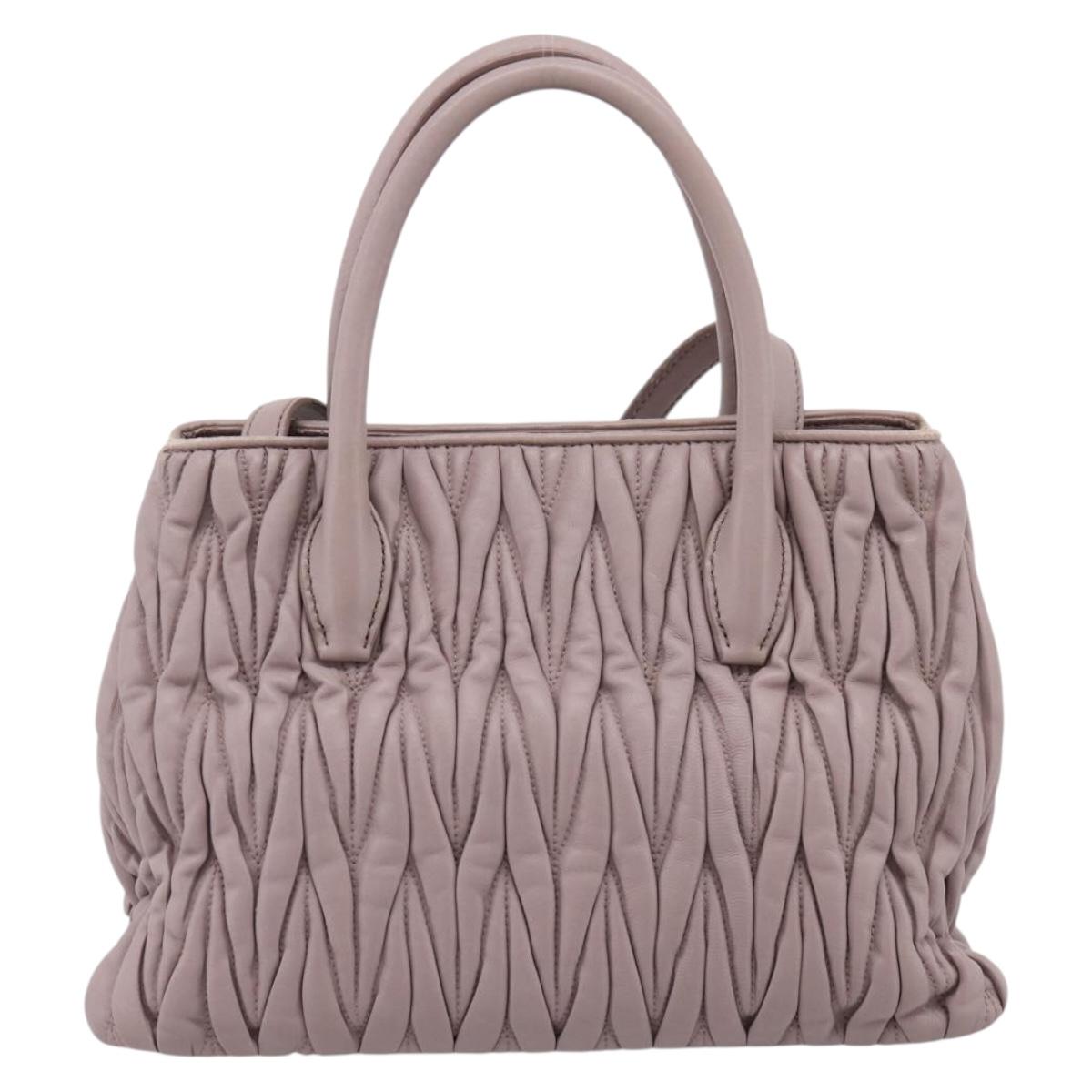Miu Miu Matelasse Hand Bag Leather 2way Gray Gold Auth 197475A