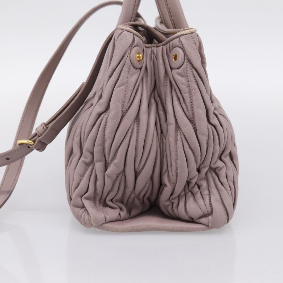 Miu Miu Matelasse Hand Bag Leather 2way Gray Gold Auth 197475A
