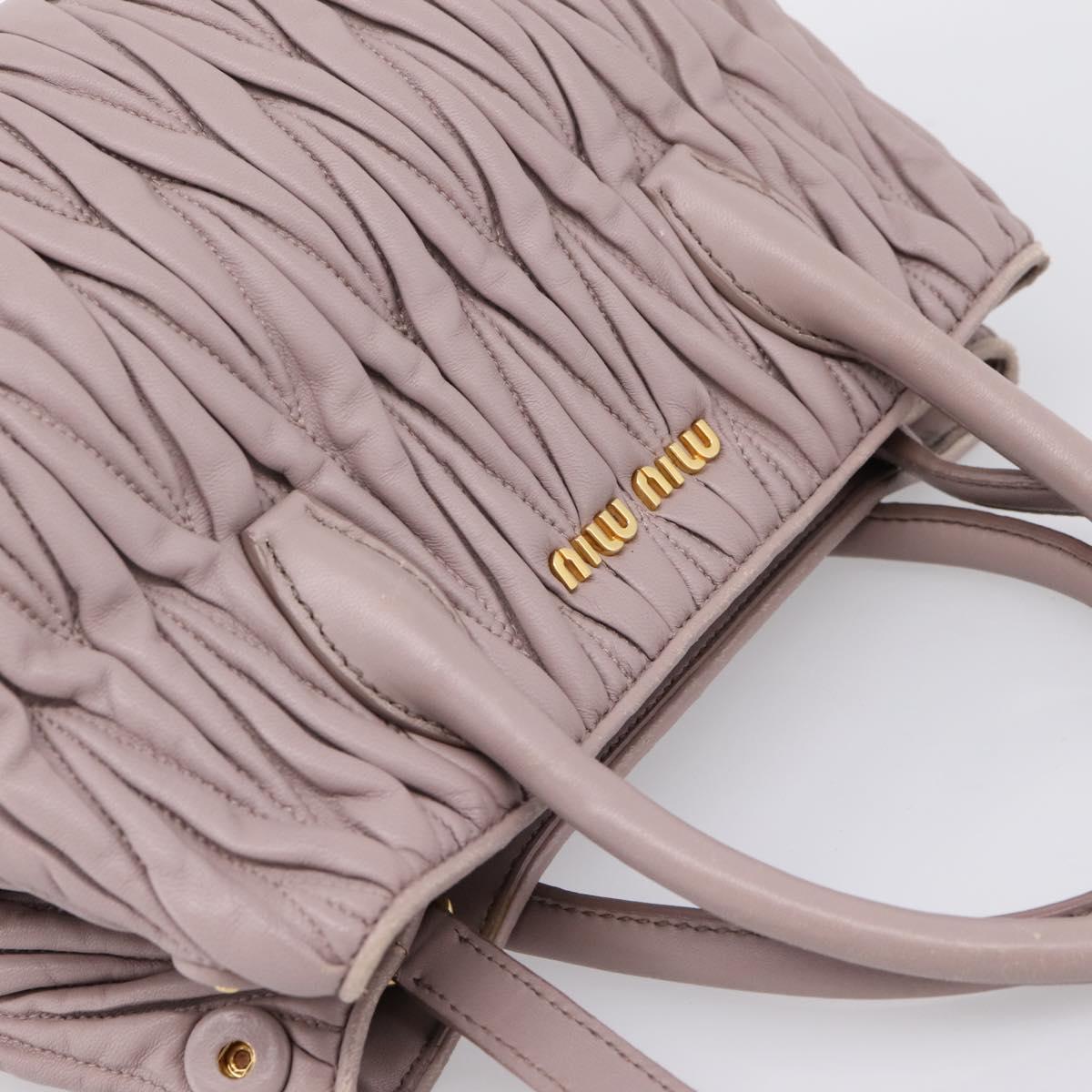 Miu Miu Matelasse Hand Bag Leather 2way Gray Gold Auth 197475A