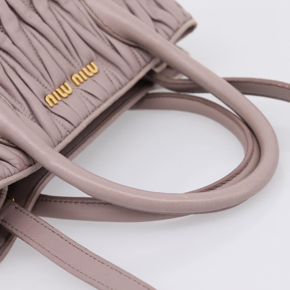 Miu Miu Matelasse Hand Bag Leather 2way Gray Gold Auth 197475A