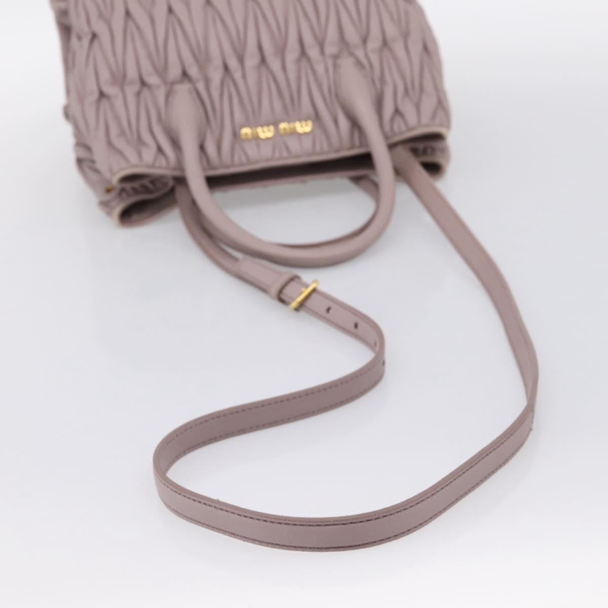 Miu Miu Matelasse Hand Bag Leather 2way Gray Gold Auth 197475A