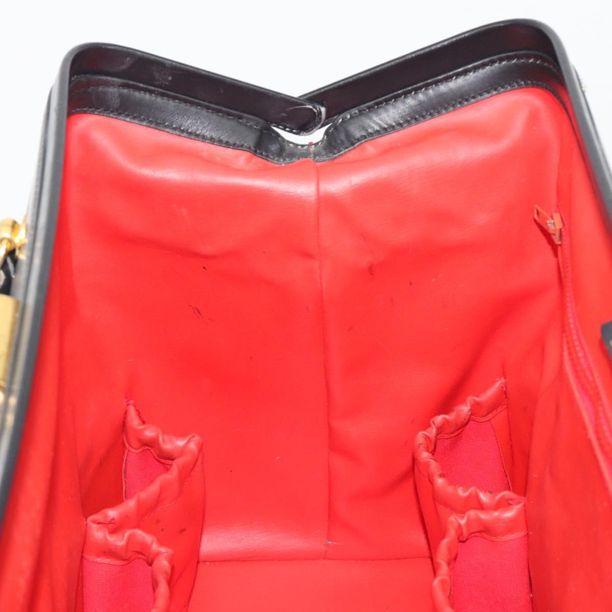 GUCCI Web Sherry Line Boston Bag Leather Black Gold Auth 197480
