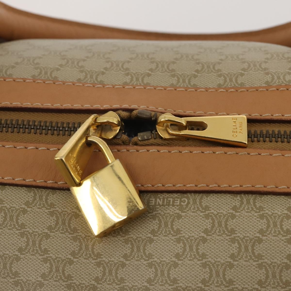 CELINE Macadam Canvas Boston Bag PVC Beige Gold Auth 197482A