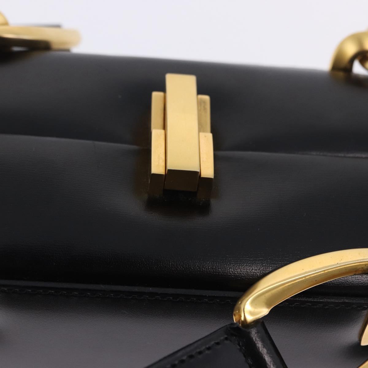 CELINE Shoulder Bag Leather Black Gold Auth 197483A