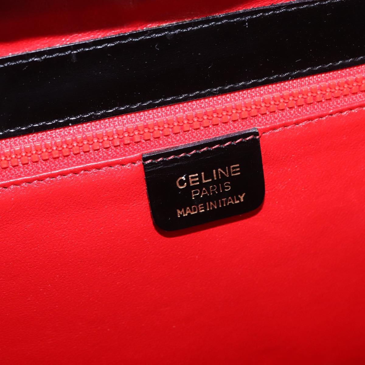 CELINE Shoulder Bag Leather Black Gold Auth 197483A