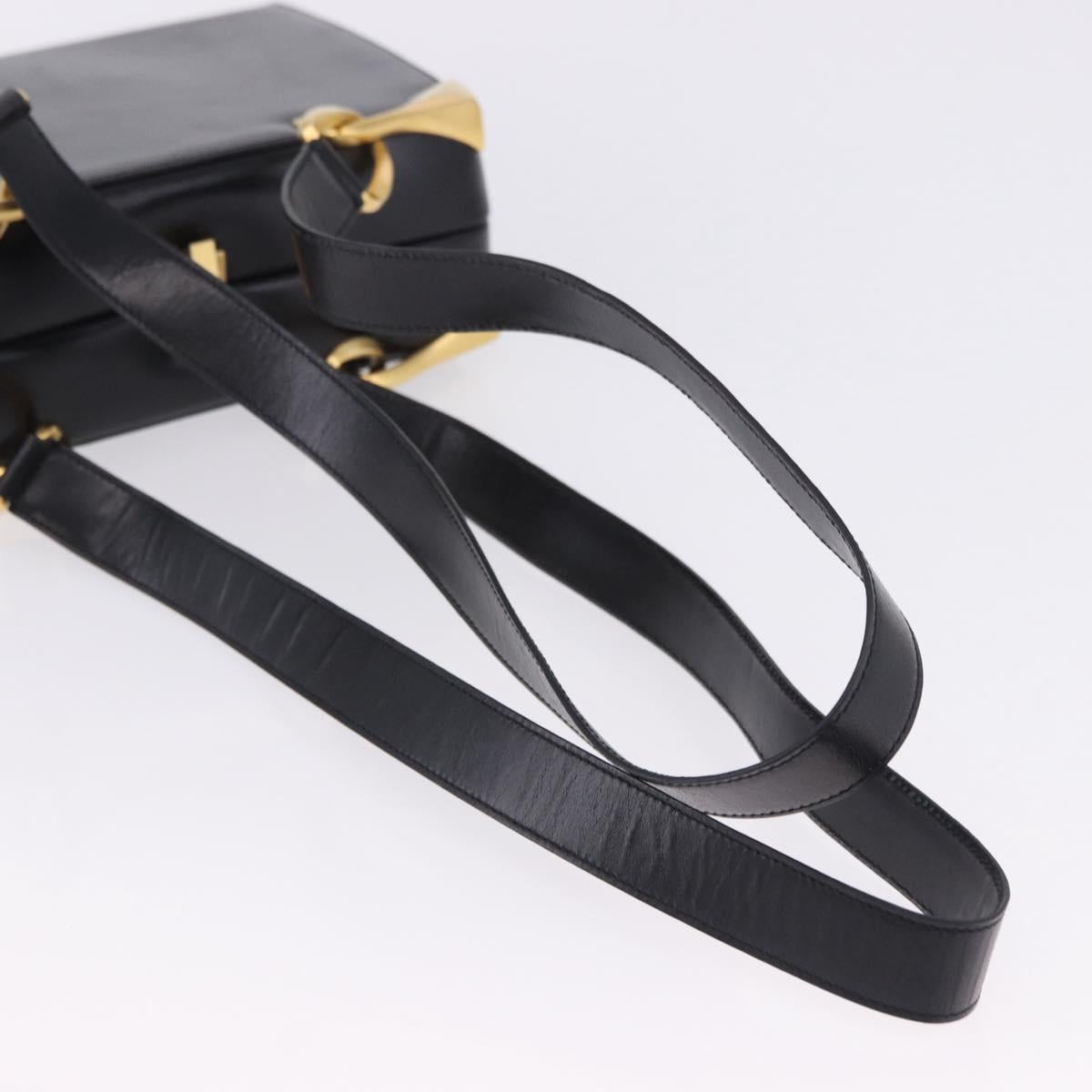 CELINE Shoulder Bag Leather Black Gold Auth 197483A
