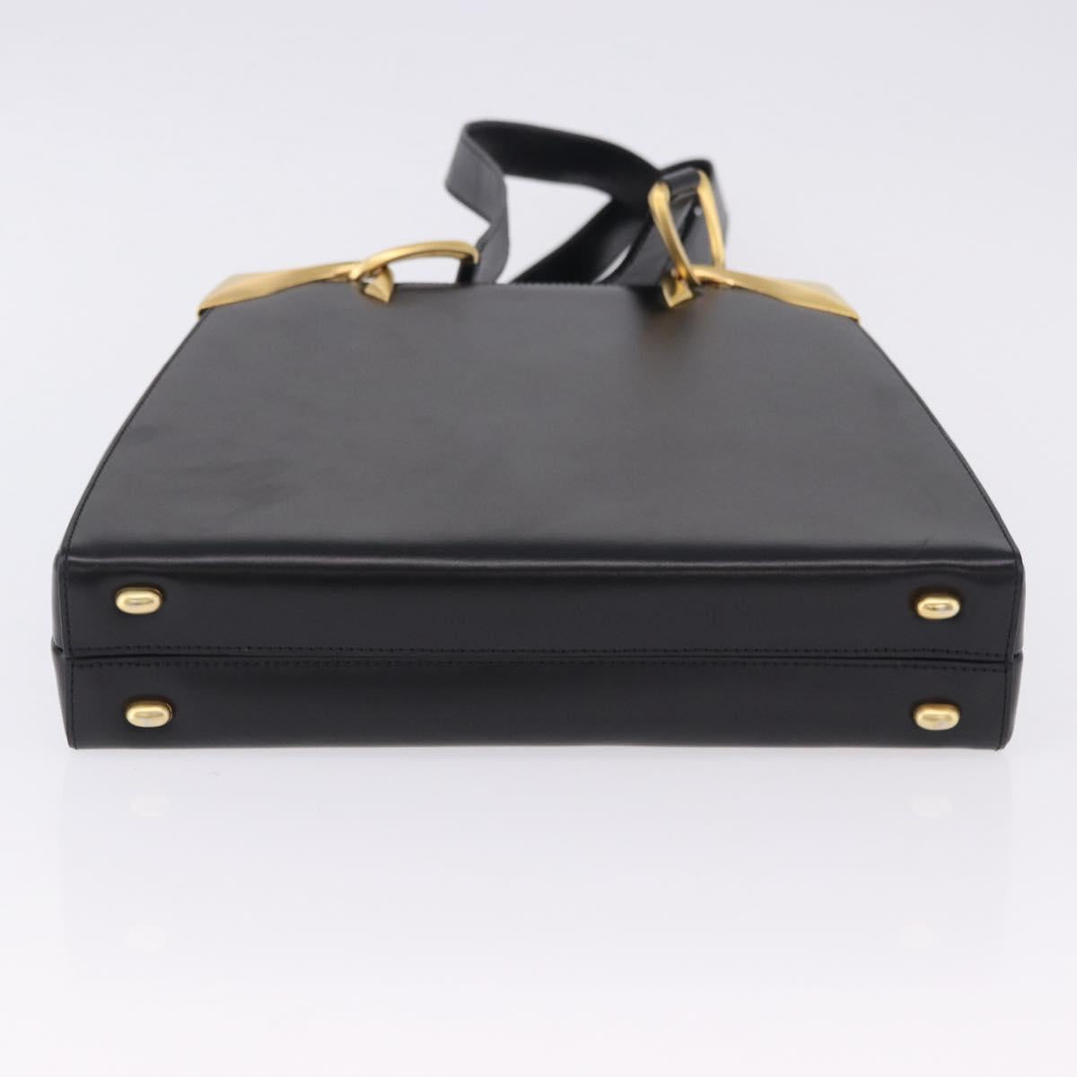 CELINE Shoulder Bag Leather Black Gold Auth 197483A